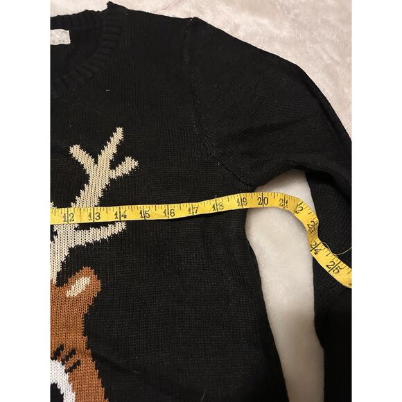 Vtg Carolyn Taylor Womens Christmas Sweater Size L Reindeer Face Black Rudolph - Picture 6 of 7